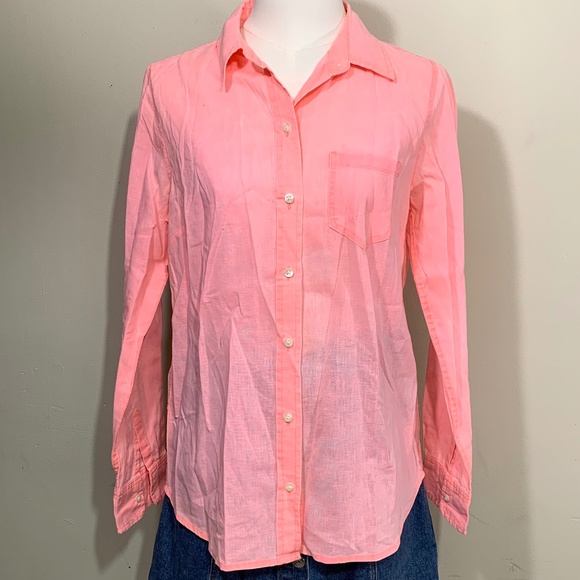 GAP Women’s Boyfriend Fit Button-Up Shirt Size XS Pink Linen Blend Long Sleeve - Picture 1 of 6